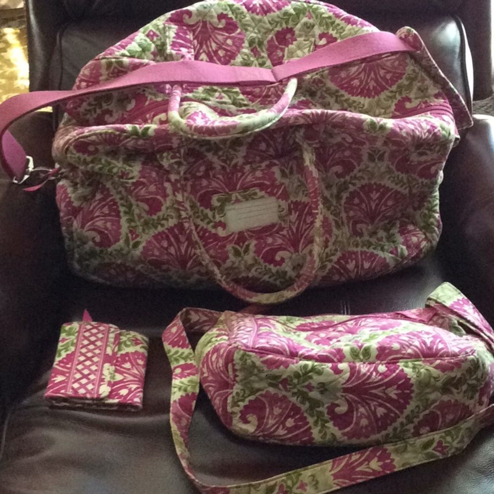 Vera Bradley overnight bag, purse and wallet.
